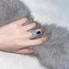 2 Carat Genuine Lab-Grown Pear-Shaped Blue Sapphire Ring | Luxury Angel Wing Style | Best Gift For Her