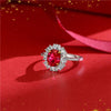 2 Carat Genuine Lab-Grown Red Ruby Oval Shape Ring | Luxury Halo Engagement Ring Best Gift For Her