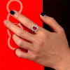 2 Carat Genuine Lab-Grown Red Ruby Oval Shape Ring | Luxury Halo Engagement Ring Best Gift For Her