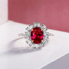 2 Carat Genuine Lab-Grown Red Ruby Oval Shape Ring | Luxury Halo Engagement Ring Best Gift For Her