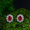 2 Carat Genuine Lab-Grown Ruby Oval Shape Earring Stud | Luxury Halo Earring Best Gift For Her