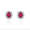 2 Carat Genuine Lab-Grown Ruby Oval Shape Earring Stud | Luxury Halo Earring Best Gift For Her