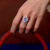 2 Carat Genuine Lab-Grown Sapphire Oval Shape Halo Ring | Best Gift For Her