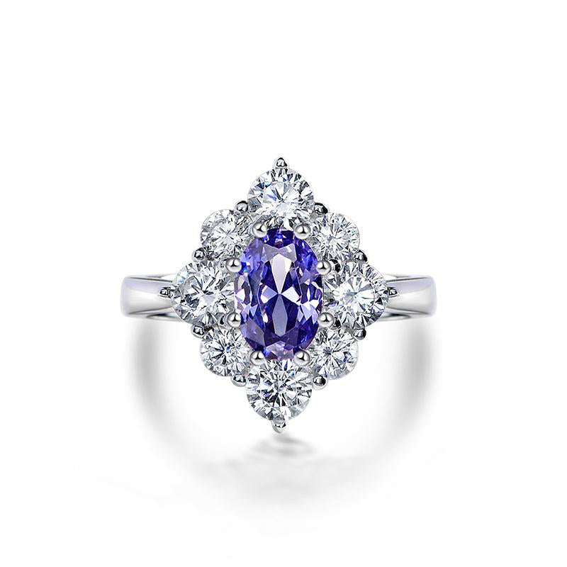 2 Carat Genuine Lab-Grown Sapphire Oval Shape Halo Ring | Best Gift For Her