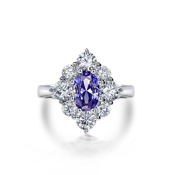 2 Carat Genuine Lab-Grown Sapphire Oval Shape Halo Ring | Best Gift For Her