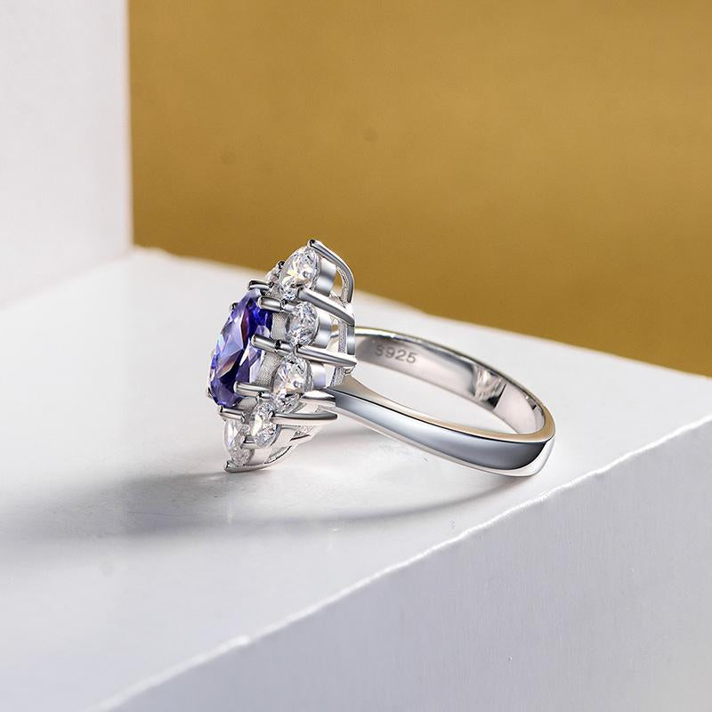 2 Carat Genuine Lab-Grown Sapphire Oval Shape Halo Ring | Best Gift For Her