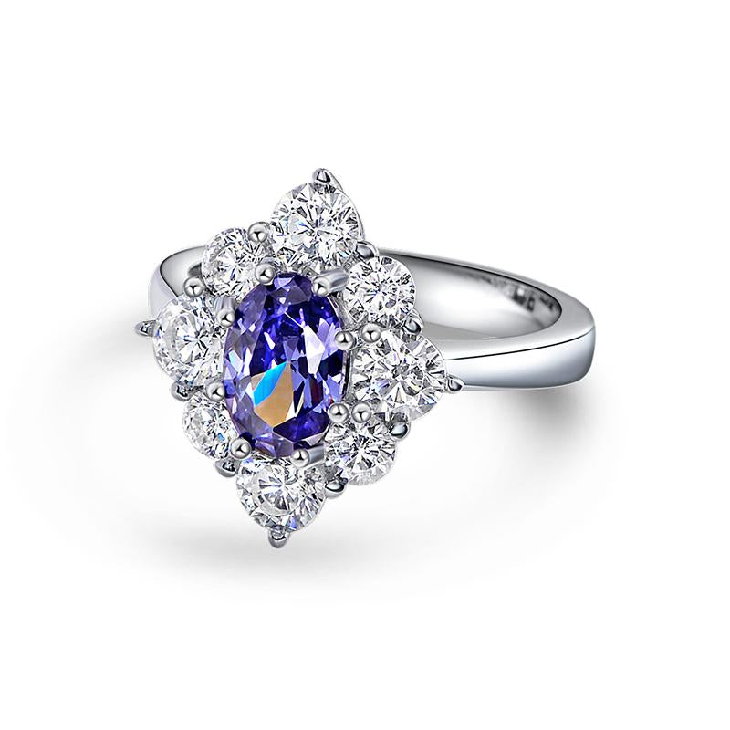 2 Carat Genuine Lab-Grown Sapphire Oval Shape Halo Ring | Best Gift For Her
