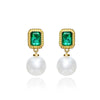 2 Carat Vibrant Green Doublet Emerald w Mother Of Pearl Earring | Luxury Jewelry Gift For Her