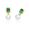 2 Carat Vibrant Green Doublet Emerald w Mother Of Pearl Earring | Luxury Jewelry Gift For Her