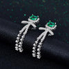 2 Carat Vivid Green Lab-Created Emerald Long Tassel Earring | Best Anniversary Gift For