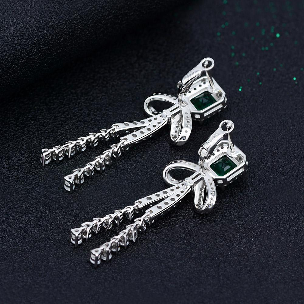2 Carat Vivid Green Lab-Created Emerald Long Tassel Earring | Best Anniversary Gift For