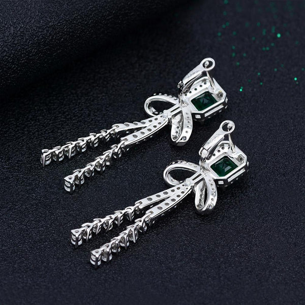 2 Carat Vivid Green Lab-Created Emerald Long Tassel Earring | Best Anniversary Gift For