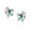 2 Carat Vivid Green Lab-Created Emerald Love Bow Earring Stud | Best Anniversary Gift For Her