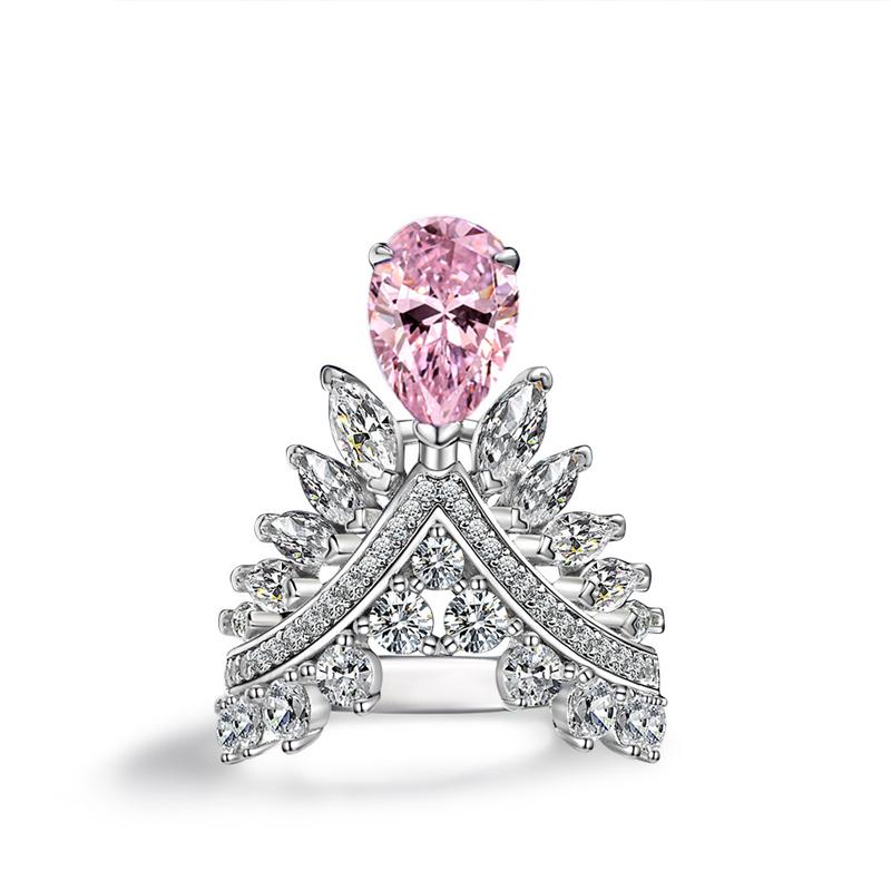 2 Carat Vivid Pink Brilliant Cut Diamond Simulant Anniversary Ring |Three Stone Ring