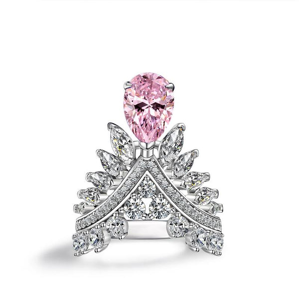 2 Carat Vivid Pink Brilliant Cut Diamond Simulant Anniversary Ring |Three Stone Ring