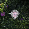 2 Carat Vivid Pink Pear Cut Diamond Simulant Double Halo Cocktail Ring| Best Gift For Her