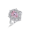 2 Carat Vivid Pink Pear Cut Diamond Simulant Double Halo Cocktail Ring| Best Gift For Her