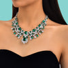 300+carat vivid green emerald necklace in 925 silver with elegant queen-style design.