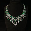300+carat vivid green emerald necklace in 925 silver with elegant queen-style design.
