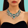 300+carat vivid green emerald necklace in 925 silver with elegant queen-style design.