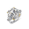 3-carat emerald-cut D-color diamond three-stone ring, luxury wedding or engagement jewelry with timeless elegance.
