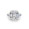 3-carat emerald-cut D-color diamond three-stone ring, luxury wedding or engagement jewelry with timeless elegance.