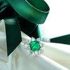 3 carat vivid green emerald halo ring in 925 silver, perfect for engagement and wedding