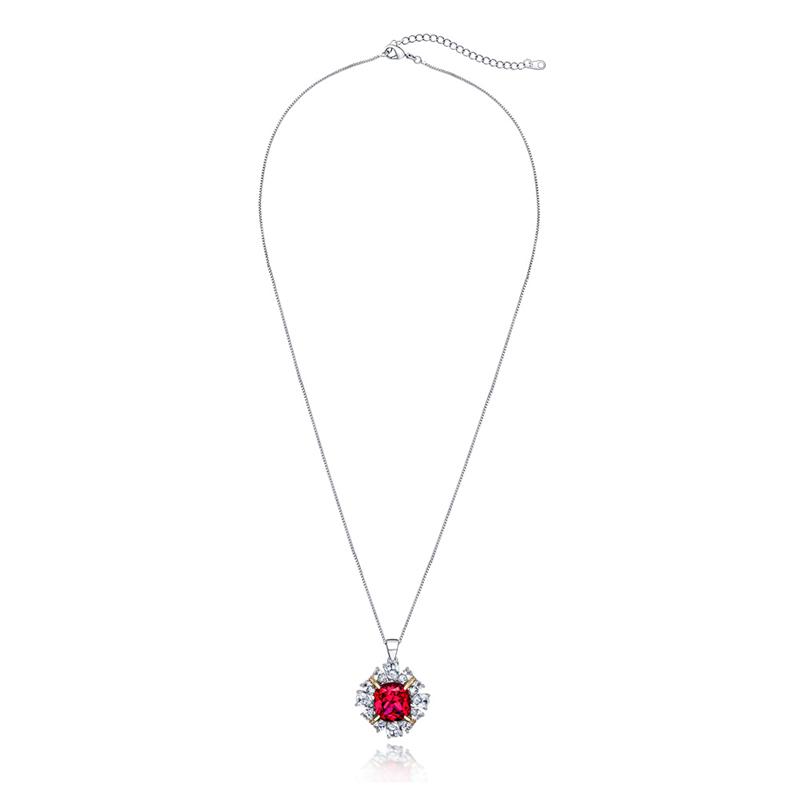 3 Carat Genuine Lab-Grown Red Ruby Cushion Halo Pendant| Luxury Halo Pendant Best Gift For Her
