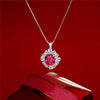 3 Carat Genuine Lab-Grown Red Ruby Cushion Halo Pendant| Luxury Halo Pendant Best Gift For Her