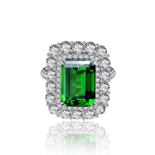 3 Carat Lab-Created Emerald Double Halo Anniversary Engagement Ring
