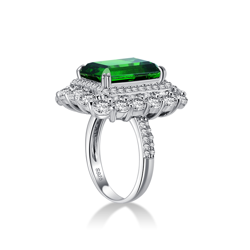3 Carat Lab-Created Emerald Double Halo Anniversary Engagement Ring