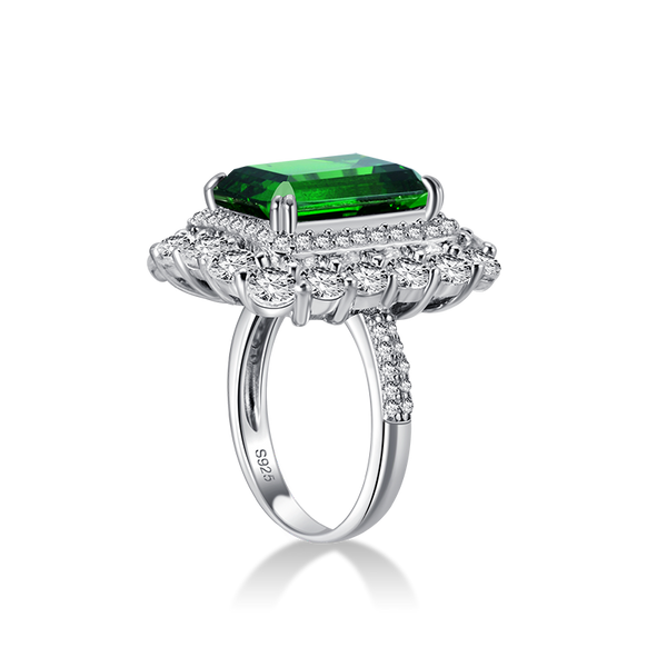 3 Carat Lab-Created Emerald Double Halo Anniversary Engagement Ring