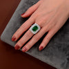 3 Carat Lab-Created Emerald Double Halo Anniversary Engagement Ring