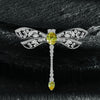 3 Carat Oval-Cut Yellow Diamond Simulant Dragonfly Brooch | Nature-Inspired Luxury Jewelry