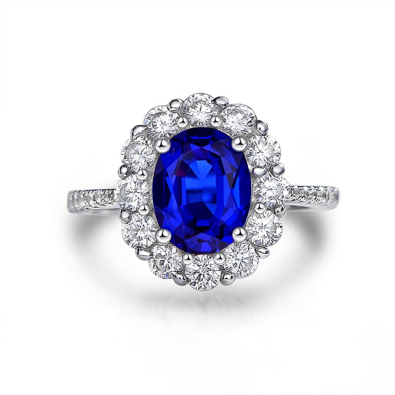 3 Carat Princess Diana Genuine Lab-Grown Sapphire Halo Ring | Best Gift For Her