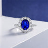 3 Carat Princess Diana Genuine Lab-Grown Sapphire Halo Ring | Best Gift For Her