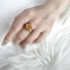 3 Carat Radiant-Cut Sunset Fiery Orange Padparadscha Simulant Three Stone Anniversary Ring