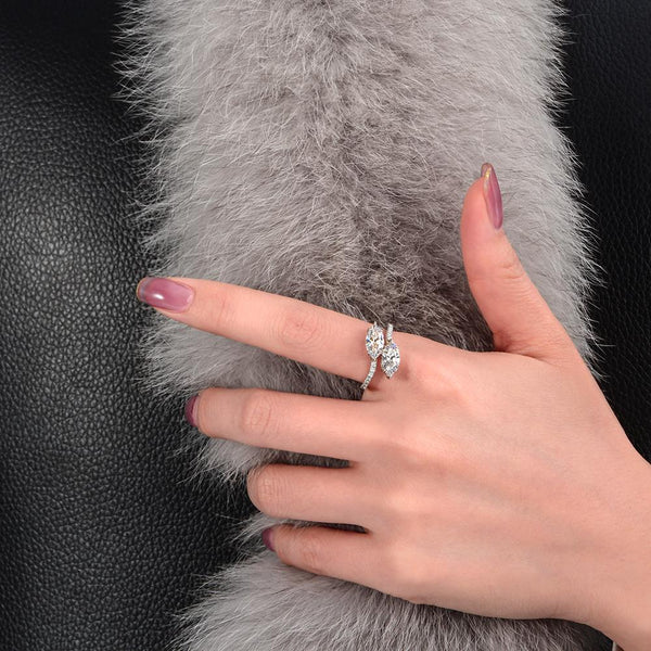 3 Carat Toi Et Moi Lab-Grown Diamond Marquise Cut Ring, Super Luxury Et Moi Engagement Ring | Luxury Eternity Band for Engagement Proposal.