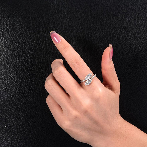 3 Carat Toi Et Moi Lab-Grown Diamond Marquise Cut Ring, Super Luxury Et Moi Engagement Ring | Luxury Eternity Band for Engagement Proposal.