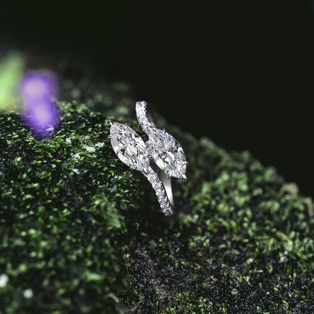 3 Carat Toi Et Moi Lab-Grown Diamond Marquise Cut Ring, Super Luxury Et Moi Engagement Ring | Luxury Eternity Band for Engagement Proposal.