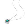 3 Carat Vivid Green Cushion Cut Lab-Created Emerald Halo Pendant For Anniversary Gift For Her