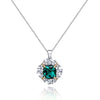 3 Carat Vivid Green Cushion Cut Lab-Created Emerald Halo Pendant For Anniversary Gift For Her
