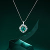 3 Carat Vivid Green Cushion Cut Lab-Created Emerald Halo Pendant For Anniversary Gift For Her