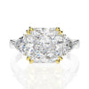 4-carat brilliant princess cut D color diamond ring with three-stone halo design, ideal for weddings and luxury engagements.