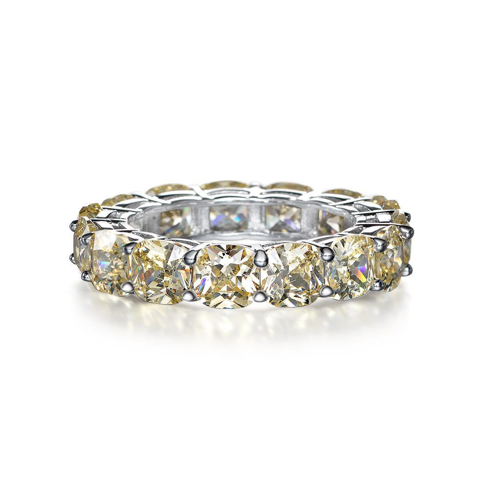 4 Carat Eternity Vivid Yellow Lab-Grown Diamond Brilliant Cut Ring | Best Wedding Ring. A minimalist eternity design perfect for luxurious engagements.
