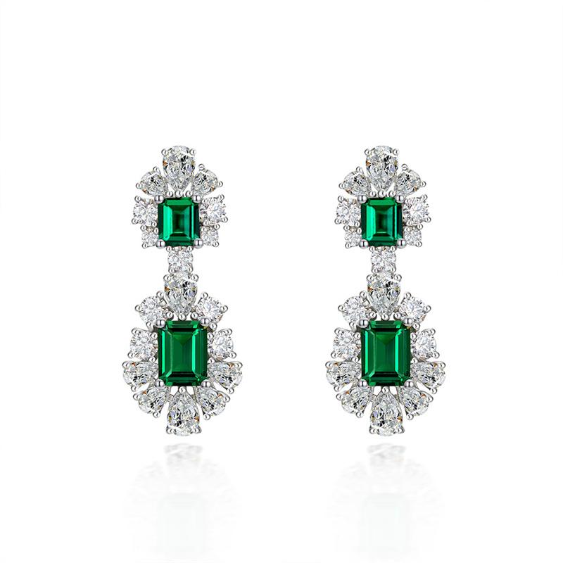 4 Carat Vivid Green Lab-Created Emerald Long Tassel Earring | Best Anniversary Gift For
