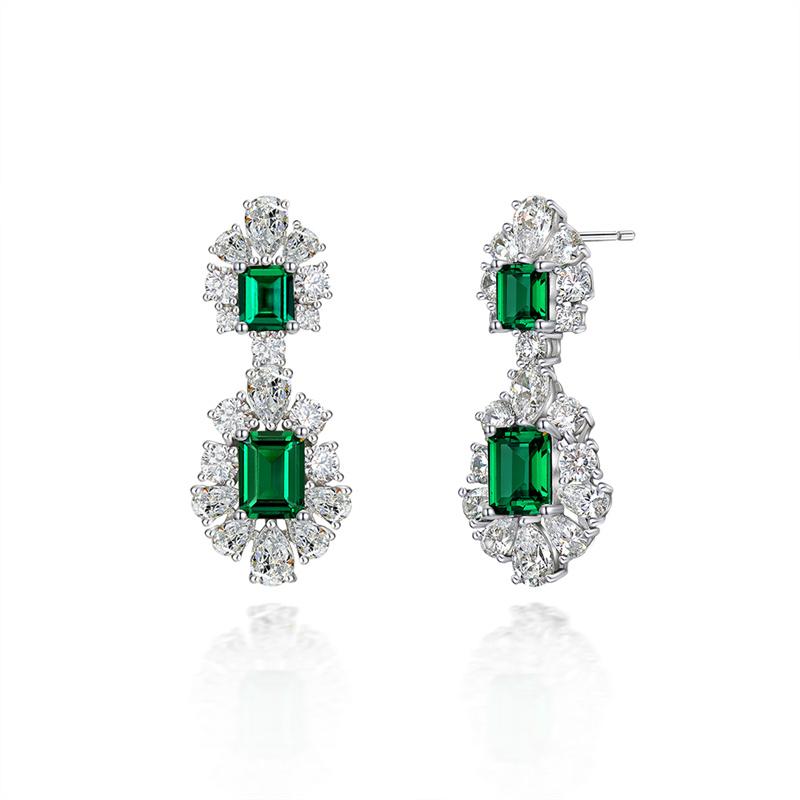 4 Carat Vivid Green Lab-Created Emerald Long Tassel Earring | Best Anniversary Gift For