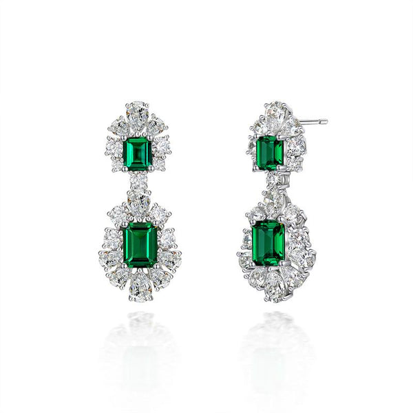 4 Carat Vivid Green Lab-Created Emerald Long Tassel Earring | Best Anniversary Gift For