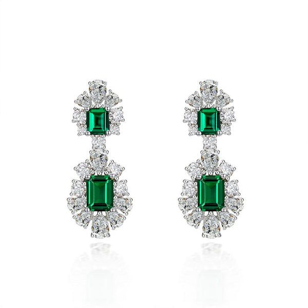 4 Carat Vivid Green Lab-Created Emerald Long Tassel Earring | Best Anniversary Gift For