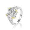 4-carat brilliant princess cut D color diamond ring with three-stone halo design, ideal for weddings and luxury engagements.